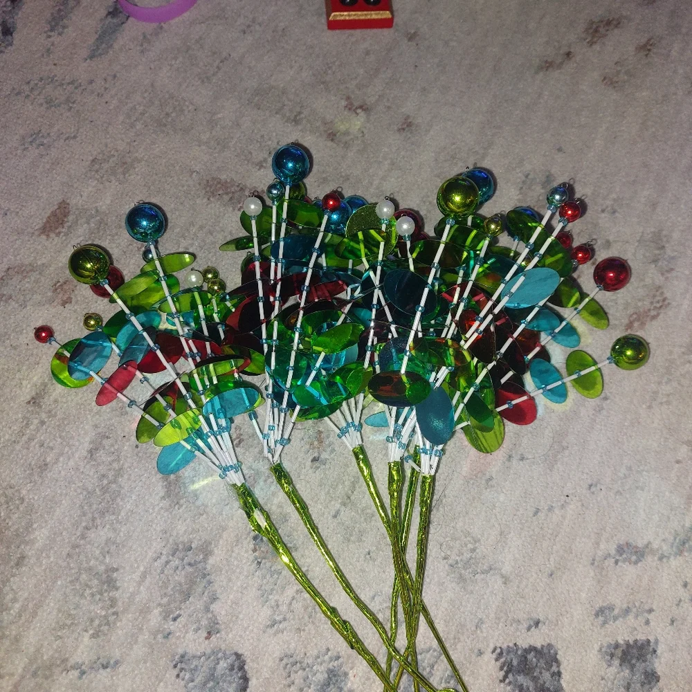 Christmas Colorful Decorative Wire Flowers